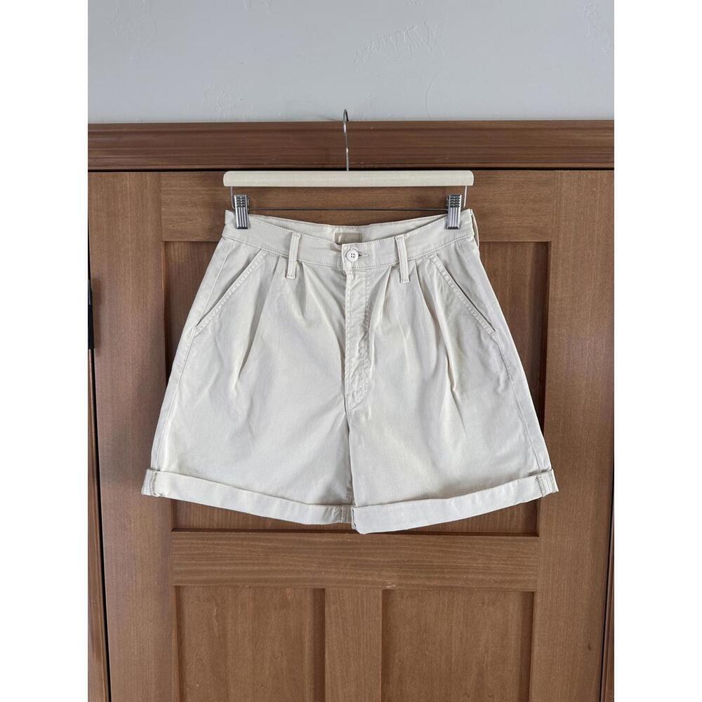Classic High-Waist Cream Jean Shorts